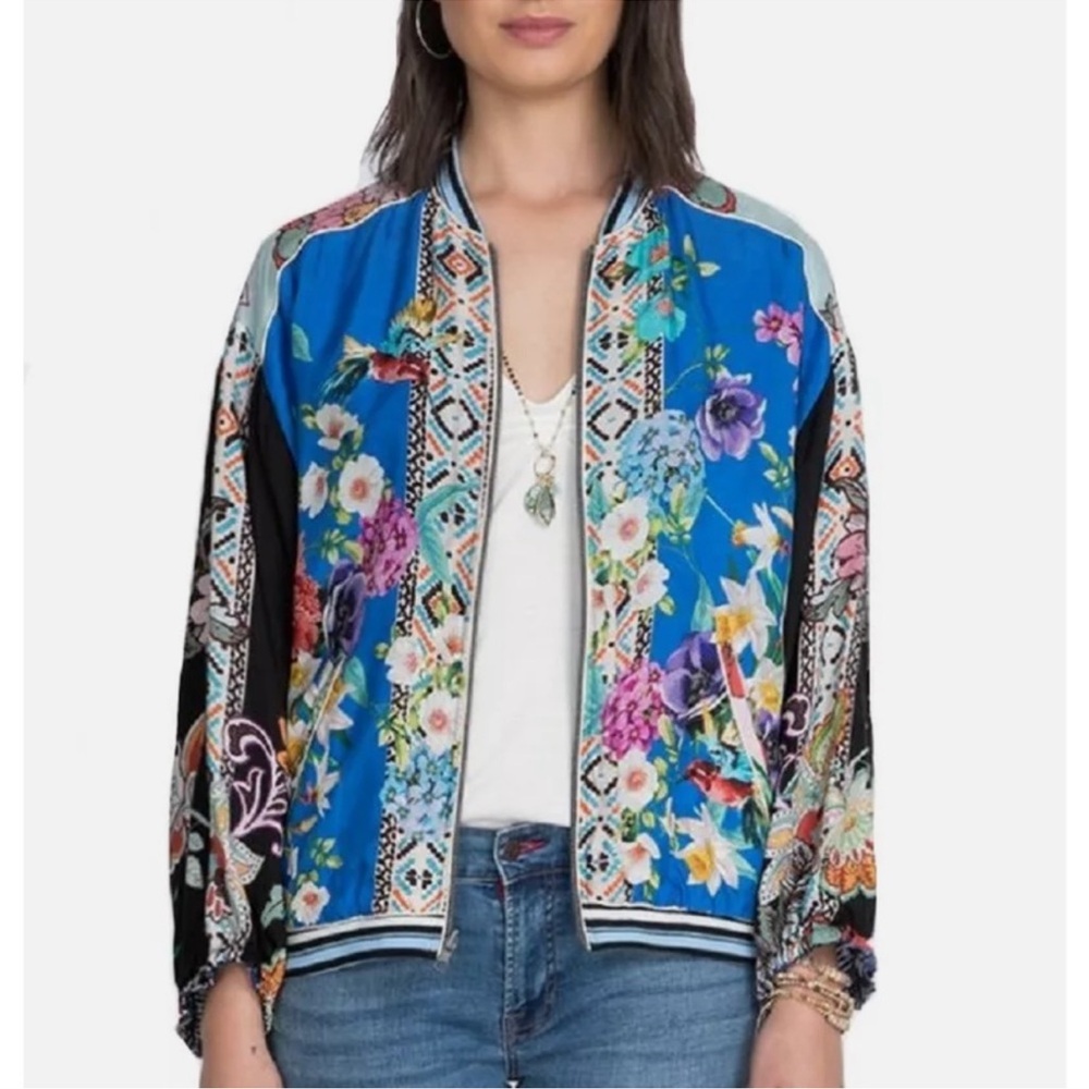 Johnny Was Mizumi Reversible Bomber Jacket Size Small Balloon‎ Sleeves